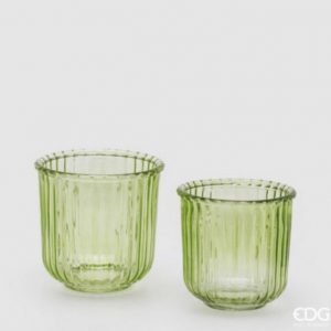 Vaso vetro rigato set 2 pezzi D12 H12