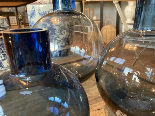 Vaso vetro terra blu D14 H 19