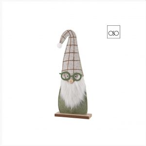 Babbo Natale con occhiali grande stoffa verde 17,00x5,00xH41,00