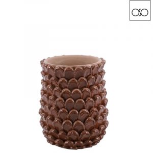 Vaso basso pinecone cemento marrone 15,00xh18,00