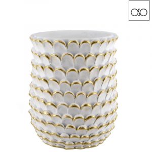 Vaso alto bordo oro pinecone cemento bianco 19,50xh24,00