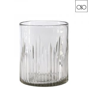 Vaso cilindro rilievo righe md vetro trasparente 15,00cmxh18,00cm