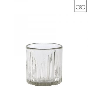 Vaso cilindro rilievo righe xs vetro trasparente 9,50cmxh9,50cm