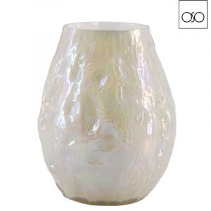 Vaso materico alto iridiscente vetro bianco d16 h21