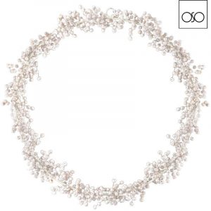 Corona grande beads metallo bianco  d35 cm