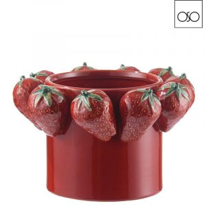 Vaso fragola ceramica rosso 22x14H-Un tocco di originalità e freschezza