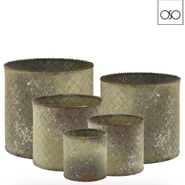 Set 5 vasi cilindro metallo verde 18,50xH18,50
