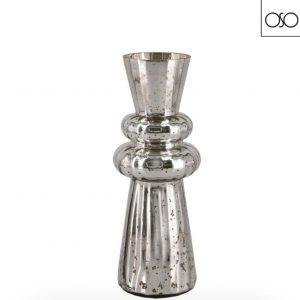 Vaso portafiori in vetro color argento 8,50xH26,00- Elegante decorazione in vetro color argento