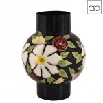 Vaso decorativo moderno in metallo nero 20,00 cm x H 26,00 cm