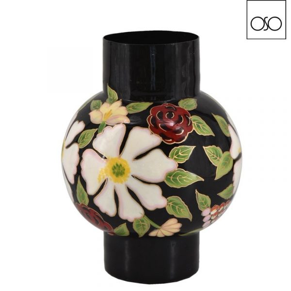 Vaso decorativo moderno in metallo nero 20,00 cm x H 26,00 cm