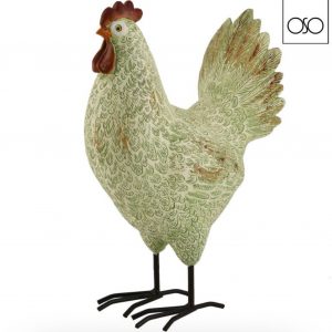 Gallina decorativa in resina verde 19,50x10,00xH27,00-Per casa e verande