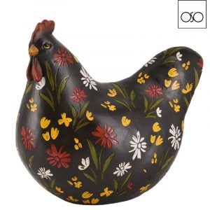 Gallina decorativa  in resina nera 22,50 x 13,00xH20,50-Per casa e veranda