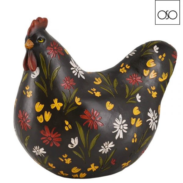 Gallina decorativa  in resina nera 22,50 x 13,00xH20,50-Per casa e veranda