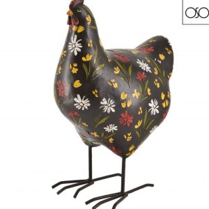 Gallina decorativa in resina nera 22,50x13,00xH33,00-Per casa e veranda