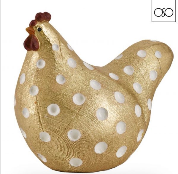 Gallina decorativa in resina colore oro 20,00x13,00xH16,00-Per casa e verande