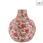 Vaso in metallo bianco con scaglie vetro 35,00 cmXH42,00 cm-Eleganza e luminosità per la tua casa