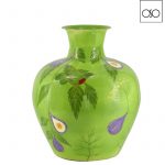 Vaso in metallo dipinto a mano colore verde mela 32,00 cm x H 39,00 cm-Eleganza artigianale per la tua casa