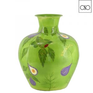 Vaso in metallo dipinto a mano colore verde mela 32,00 cm x H 39,00 cm-Eleganza artigianale per la tua casa