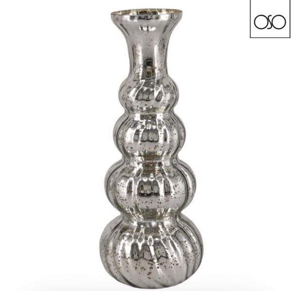 Vaso portafiori in vetro color argento 11,00xH30,00-Elegante decorazione per casa e ufficio