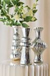 Vaso portafiori in vetro color argento 8,50xH26,00- Elegante decorazione in vetro color argento