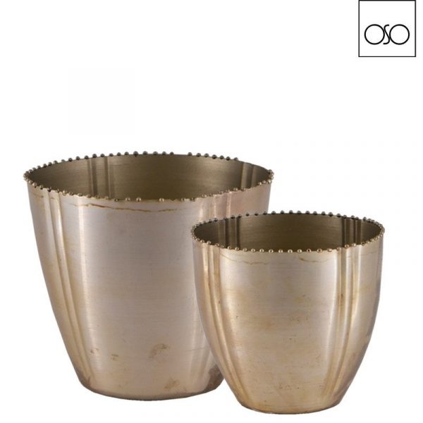 Set 2 cachepot metallo champagne 11,50xH10,50