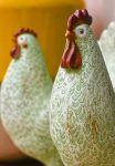 Gallina decorativa in resina verde 19,50x10,00xH27,00-Per casa e verande