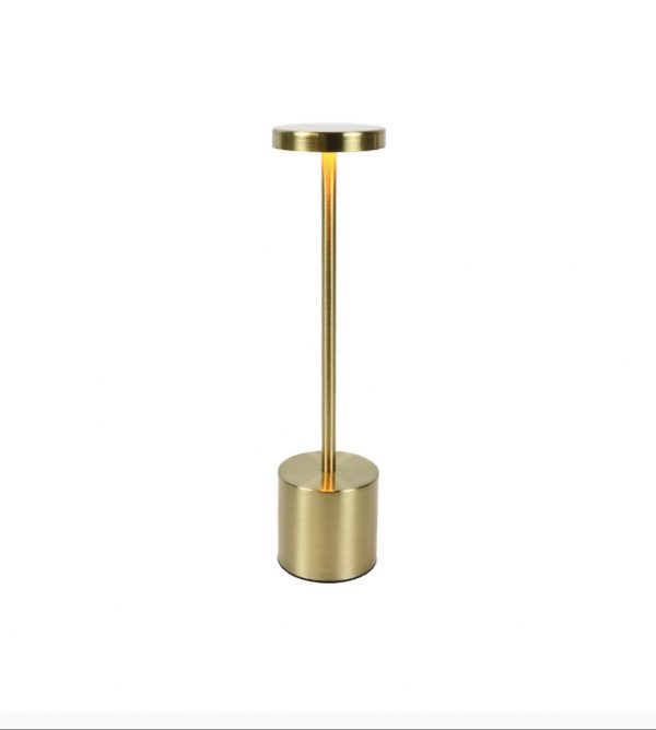 Lampada da tavolo base rotonda dimmerabile carica usb metallo oro 8x H34 CM