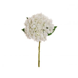 Ramo ortensia 3 foglie poliestere bianco d18 x h50