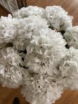 Ramo ortensia 3 foglie poliestere bianco d18 x h50